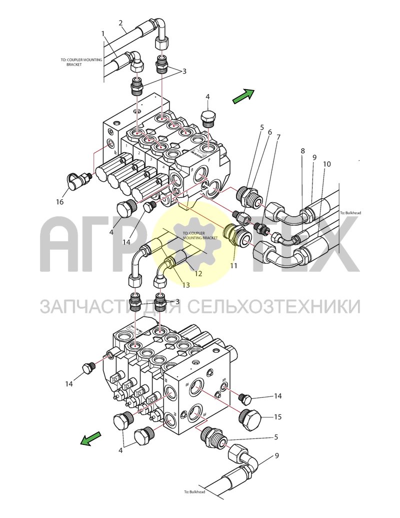 Чертеж РВД 4-х секционного распределителя (6VHC11)